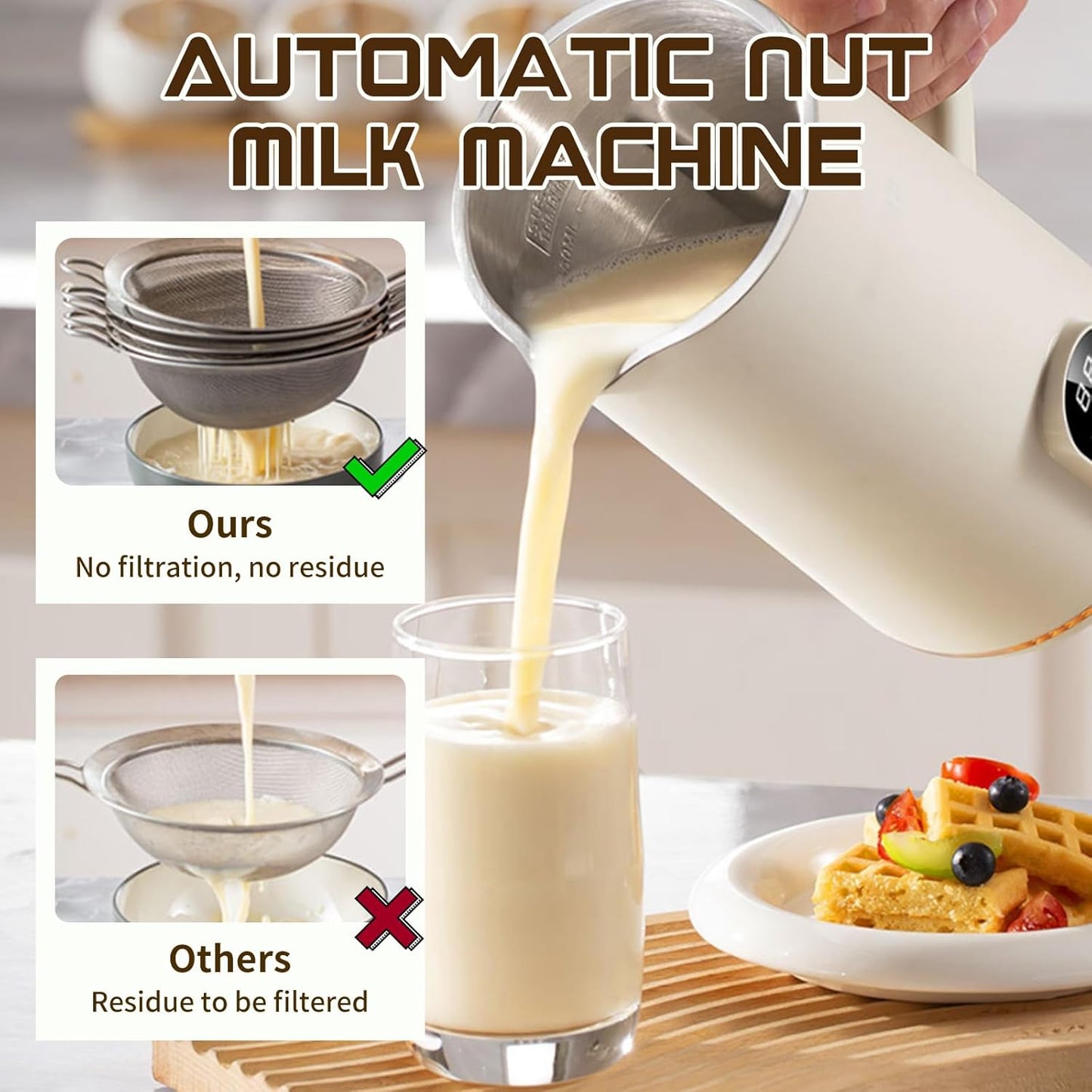 Automatic Nut Milk Maker - 22oz Low Noise Soy Milk Machine