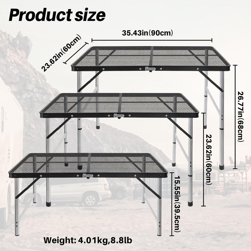 Portable Camping Table: Adjustable, Waterproof, Folding Grill Table