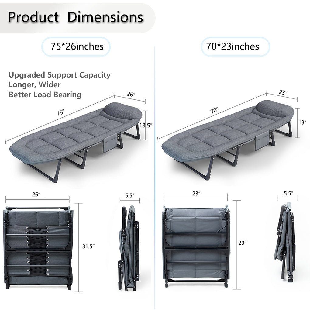 Sleeping Cots for Adults: 6-Position Portable Bed with Mattress
