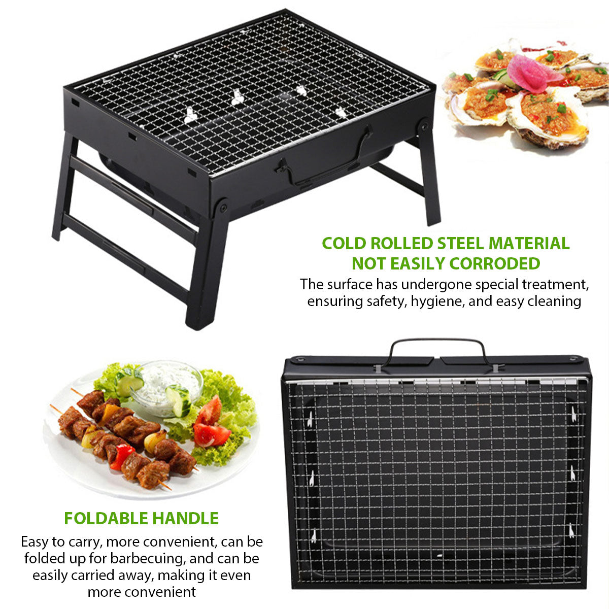 Portable BBQ Charcoal Grill - Stainless Steel Mini Kit