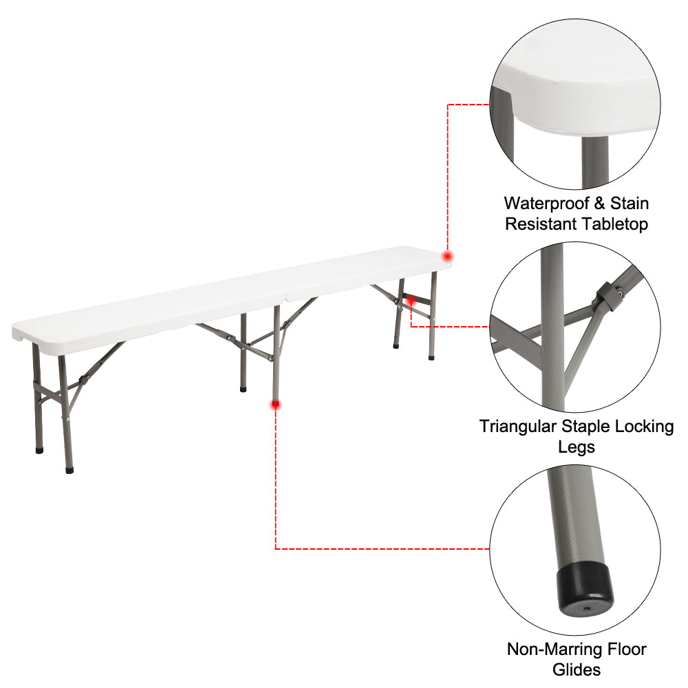 6FT Foldable Outdoor Bench - Durable, Waterproof & Portable
