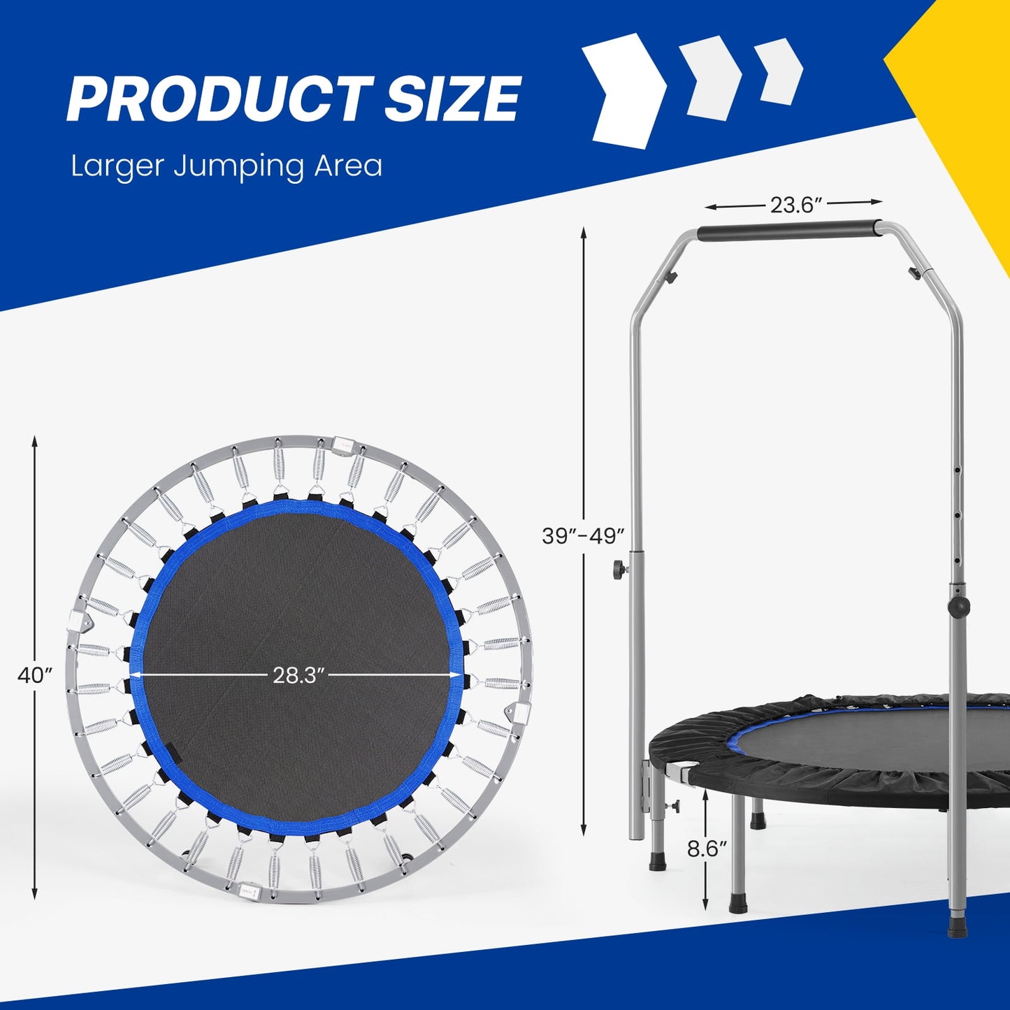 40" Foldable Fitness Trampoline - Indoor/Outdoor, 330lbs Max