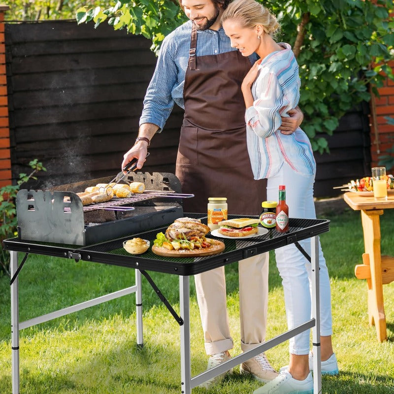 Portable Camping Table: Adjustable, Waterproof, Folding Grill Table