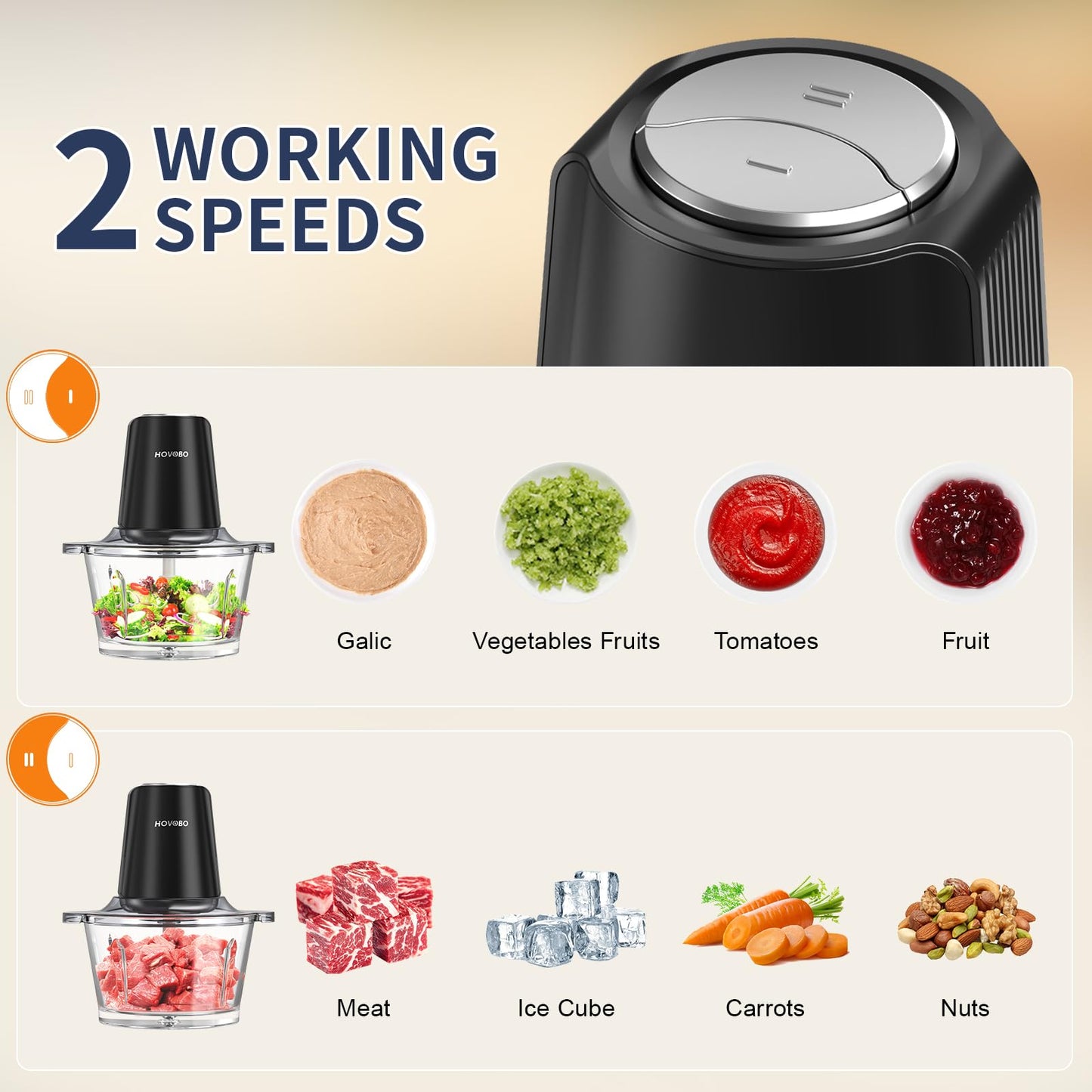 500W Electric Meat Grinder & Food Processor - 2 Speed Chopper