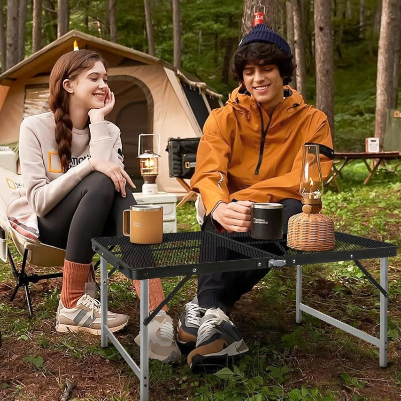 Portable Camping Table: Adjustable, Waterproof, Folding Grill Table