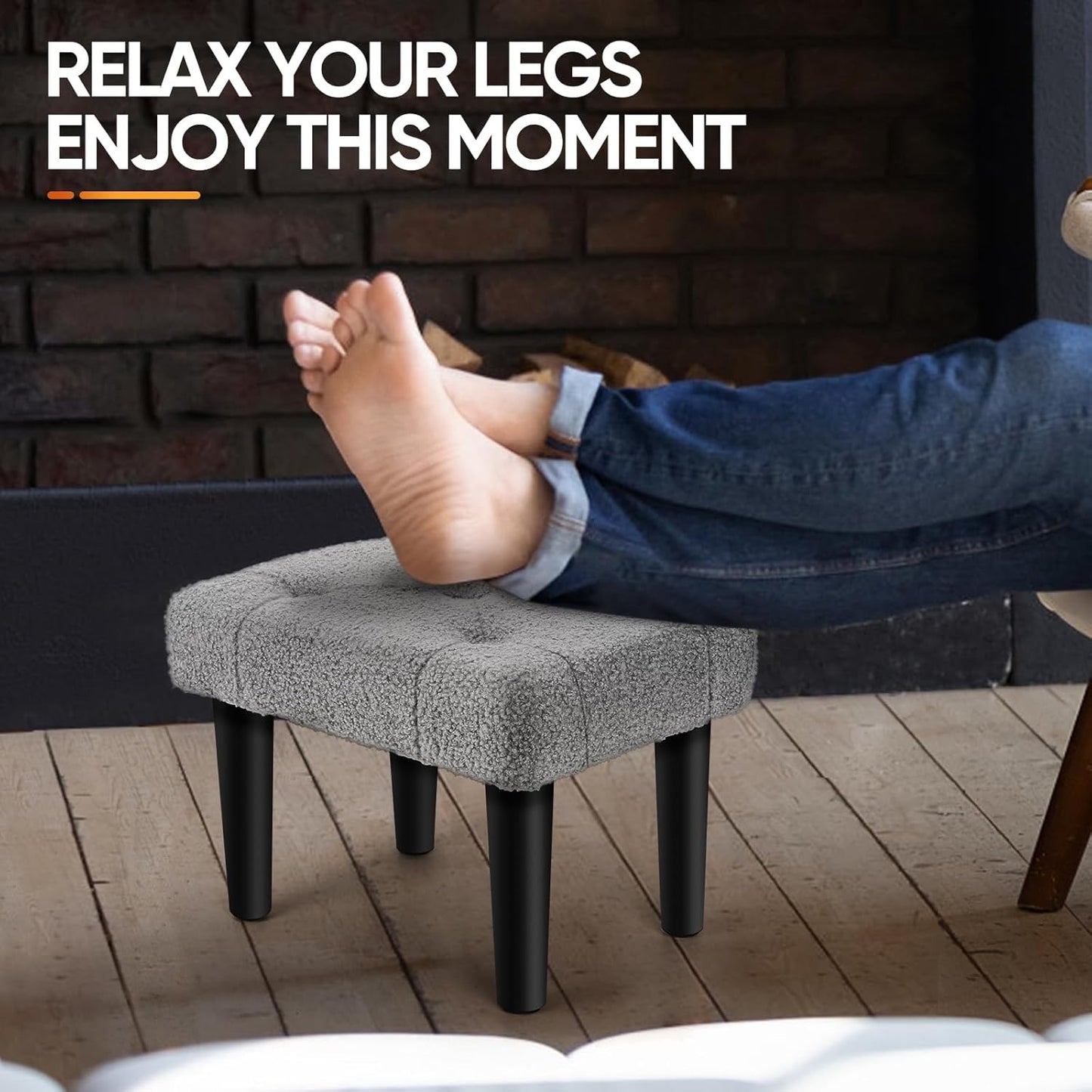 Teddy Velvet Ottoman Foot Rest - Grey, Office & Home Use