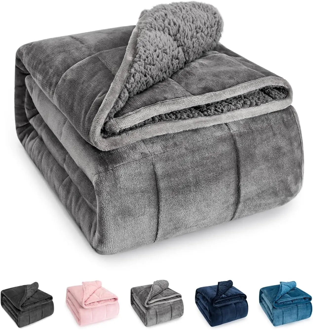 Sherpa Fleece Weighted Blanket - 15 lbs Plush Comfort