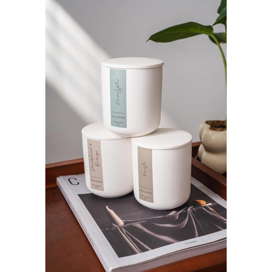 Vanilla Soy Wax Candle - 10oz Aromatherapy with Crackling Wood