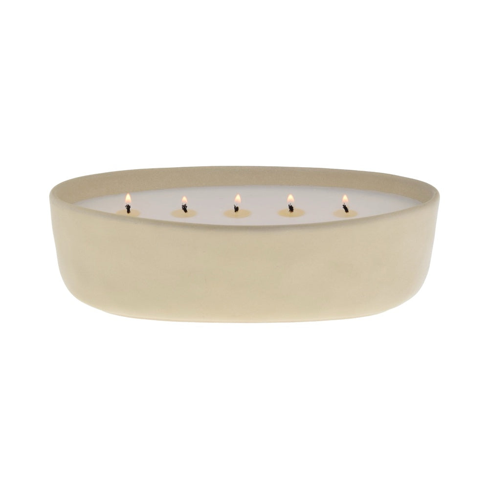 Red Lava Citrus 5-Wick Candle - 48hr Burn, Chic Ceramic Jar