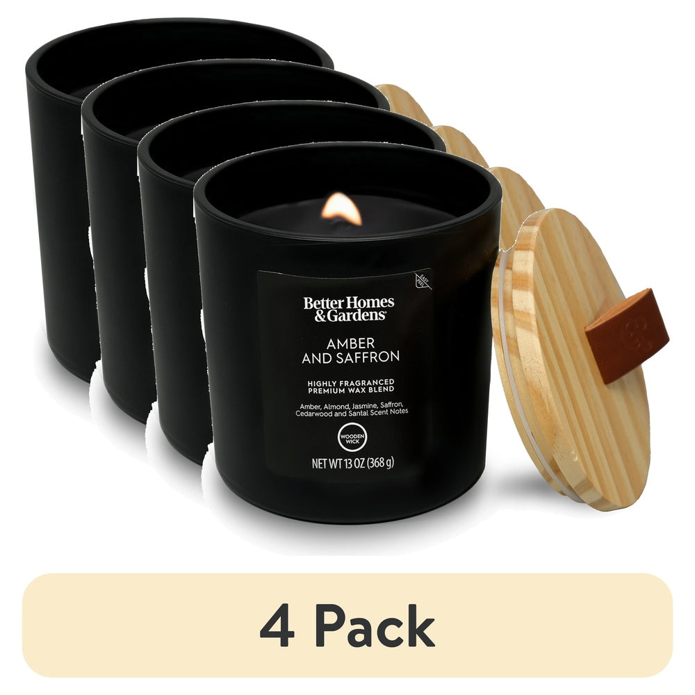 Amber Saffron Candle Set - 4 Pack, 13oz, 65h Burn, Home Decor