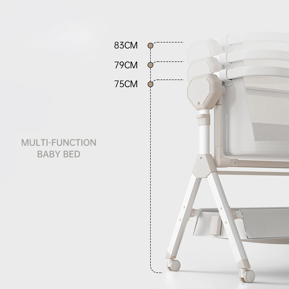 Electric Rocking Bassinet with Remote & Wheels, 0-6M Baby Crib