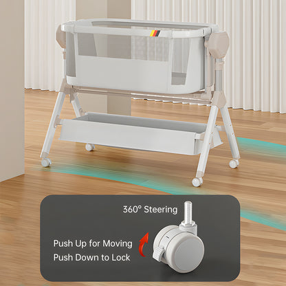 Electric Rocking Bassinet with Remote & Wheels, 0-6M Baby Crib