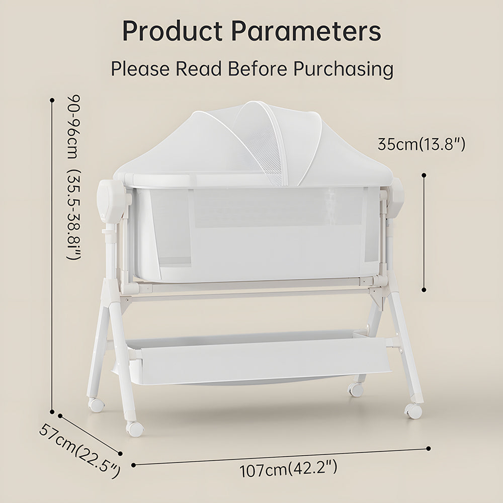 Electric Rocking Bassinet with Remote & Wheels, 0-6M Baby Crib