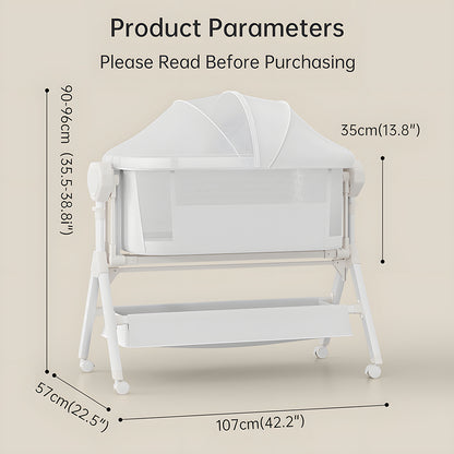 Electric Rocking Bassinet with Remote & Wheels, 0-6M Baby Crib