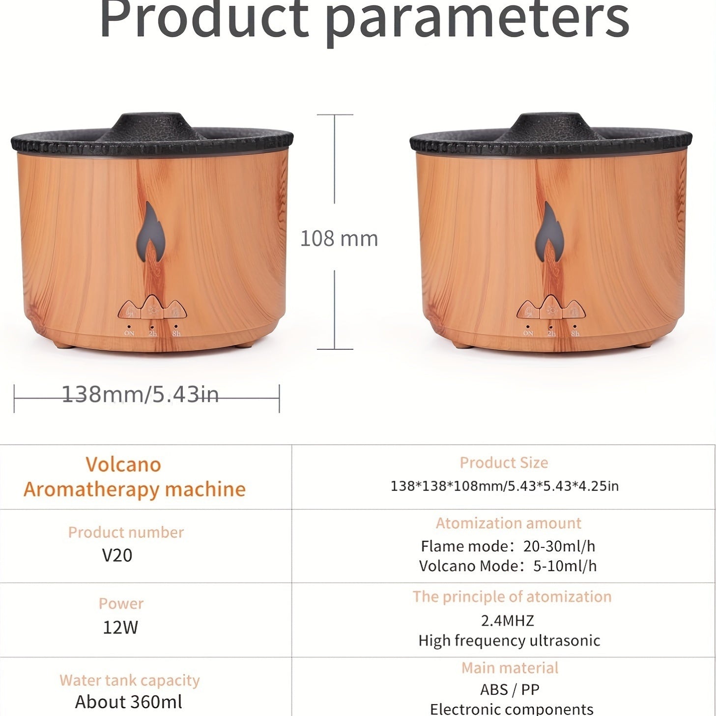 Volcano Flame Cool Mist Humidifier - Ultrasonic Aroma Diffuser