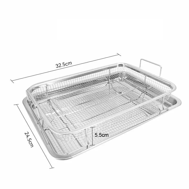 Air Fryer Basket & Pan Set - Large Stainless Steel Tray