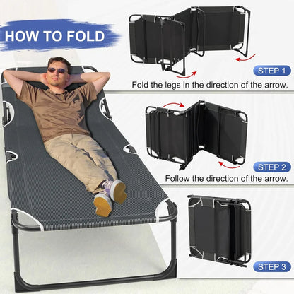 Camping Cot with Mattress - 4-Position Folding Bed 330lbs
