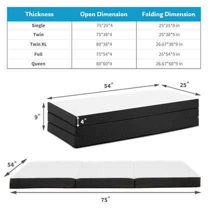 Memory Foam Travel Mattress - Portable, Foldable, CertiPUR-US