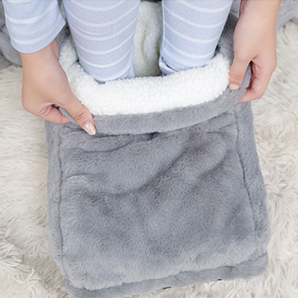 Electric Foot Warmer USB Heated Plush Slippers - Cozy & Washable