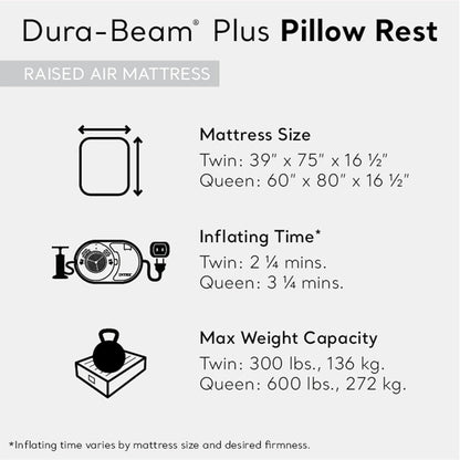 Raised Airbed Mattress Twin with Built-in Pump, Dura-Beam Plus