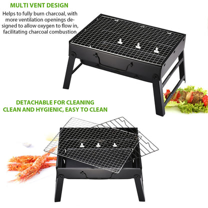 Portable BBQ Charcoal Grill - Stainless Steel Mini Kit
