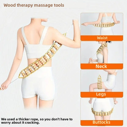 Wooden Back Roller Massager - Ergonomic Muscle Relief Tool