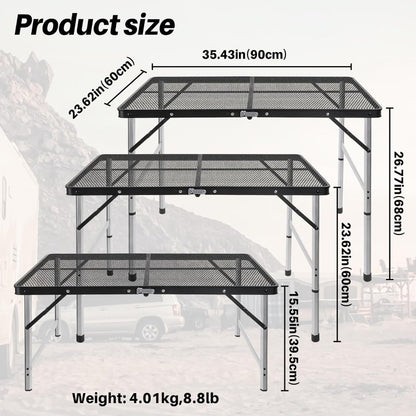 Portable Camping Table: Adjustable, Waterproof, Folding Grill Table