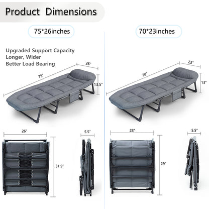 Sleeping Cots for Adults: 6-Position Portable Bed with Mattress