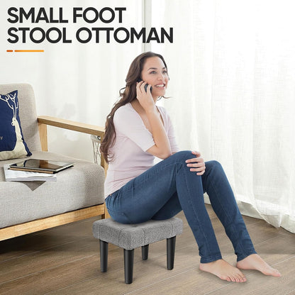 Teddy Velvet Ottoman Foot Rest - Grey, Office & Home Use