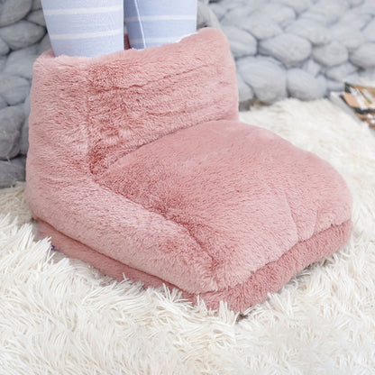 Electric Foot Warmer USB Heated Plush Slippers - Cozy & Washable