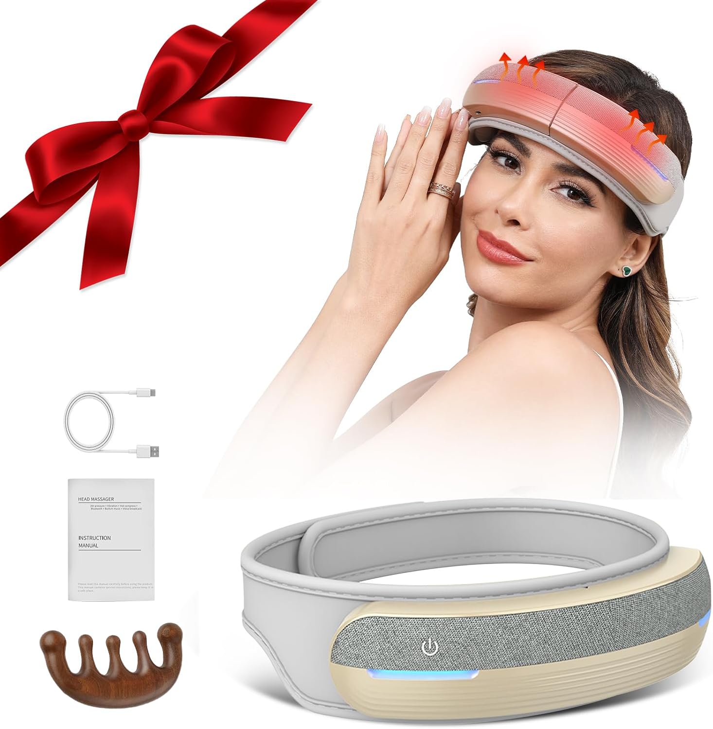 Portable Electric Head Massager - 5 Modes, Heat & Bluetooth