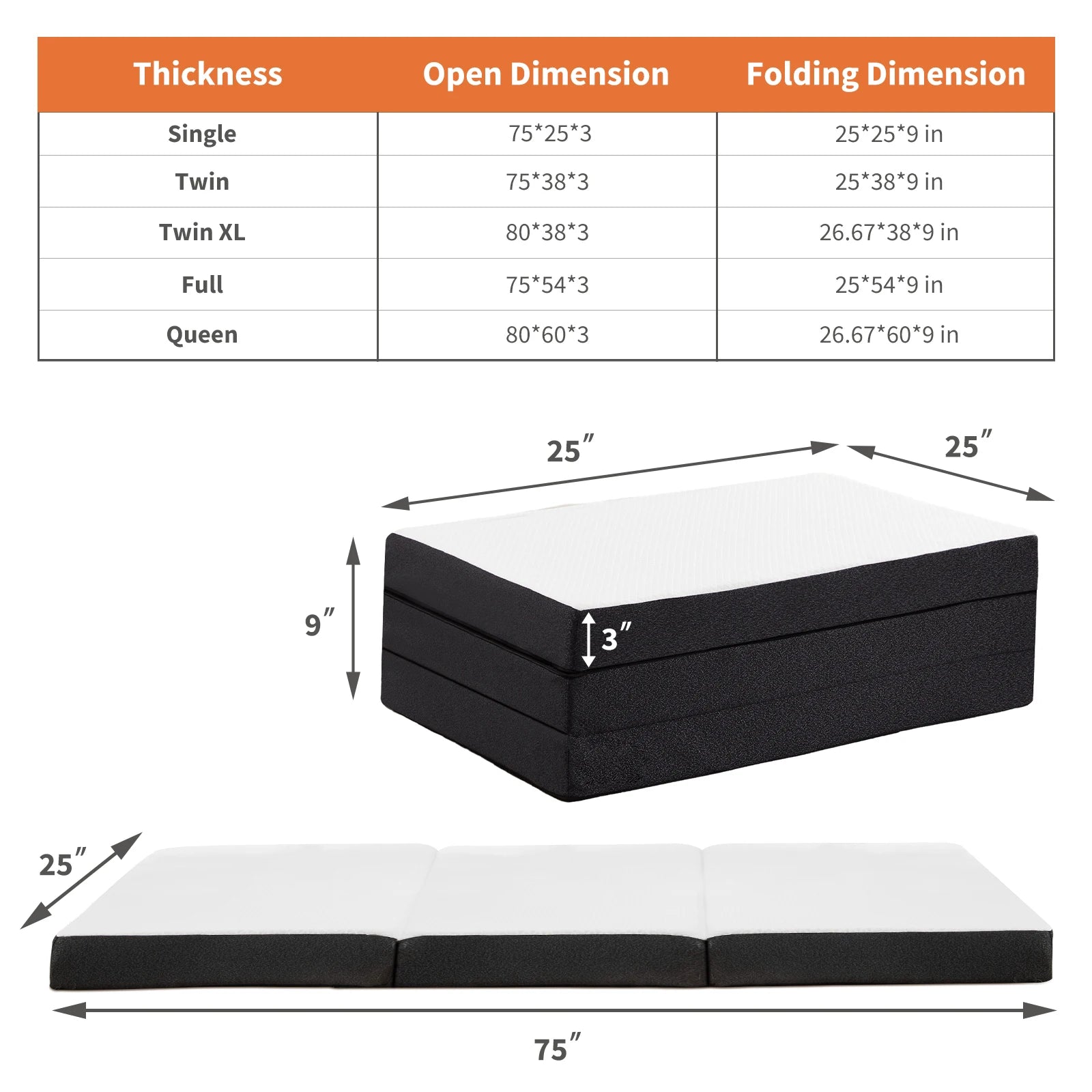 Memory Foam Travel Mattress - Portable, Foldable, CertiPUR-US