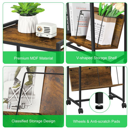 Record Player Stand with Vinyl Storage & Charging Station
