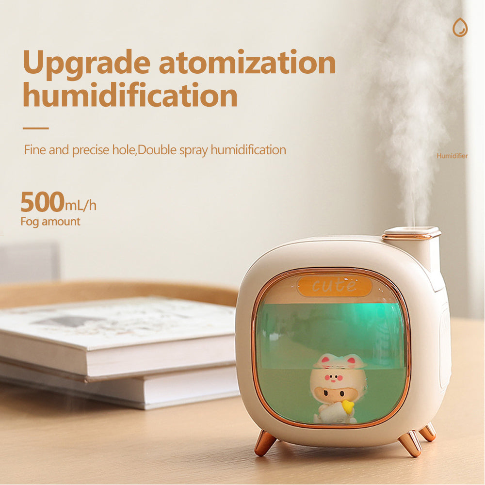Ultrasonic Humidifier 500ML - Dual Spray & Colorful Lights