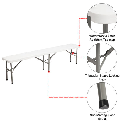 6FT Foldable Outdoor Bench - Durable, Waterproof & Portable