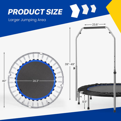40" Foldable Fitness Trampoline - Indoor/Outdoor, 330lbs Max