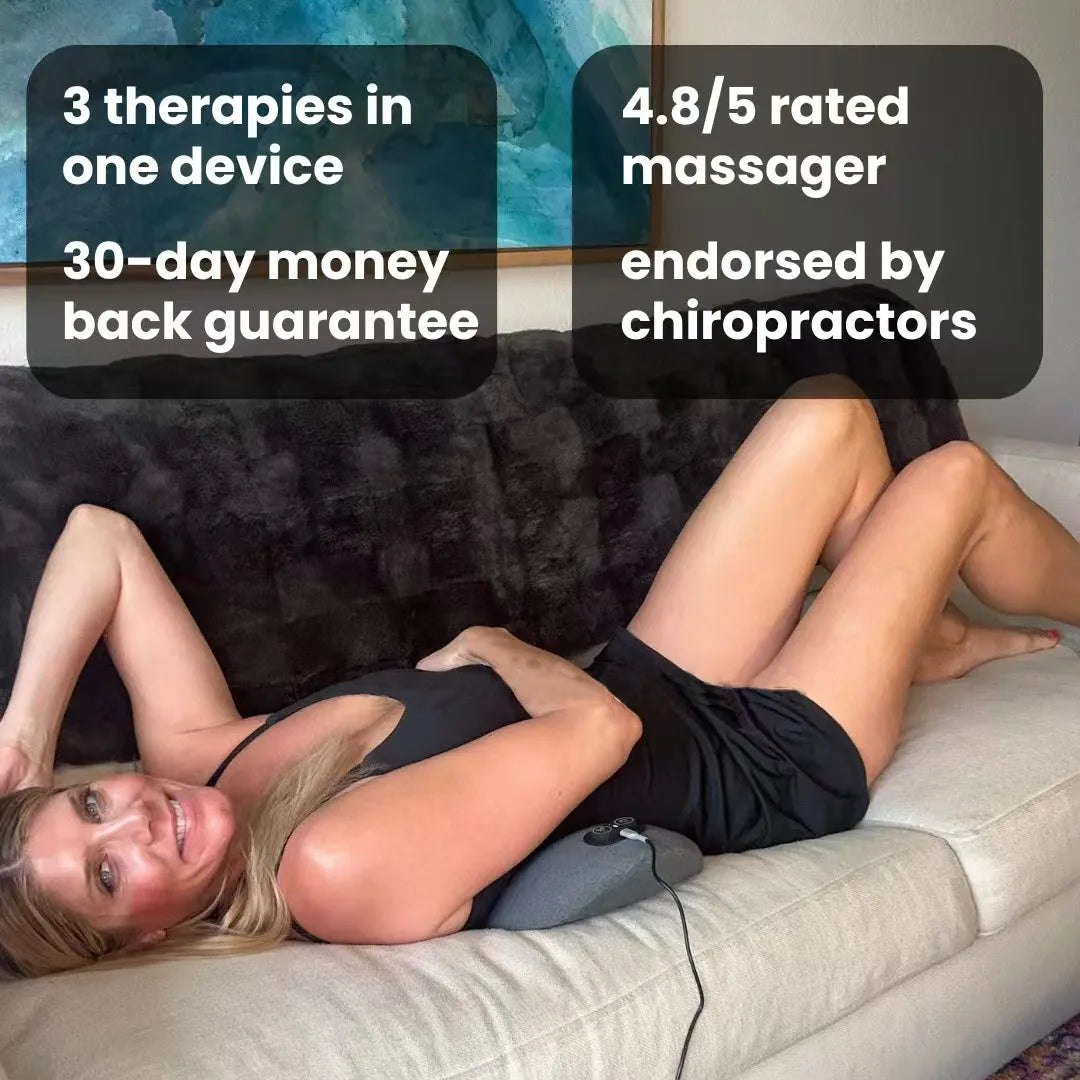Back Massager 3-in-1: Shiatsu, Heat & Vibration Relief