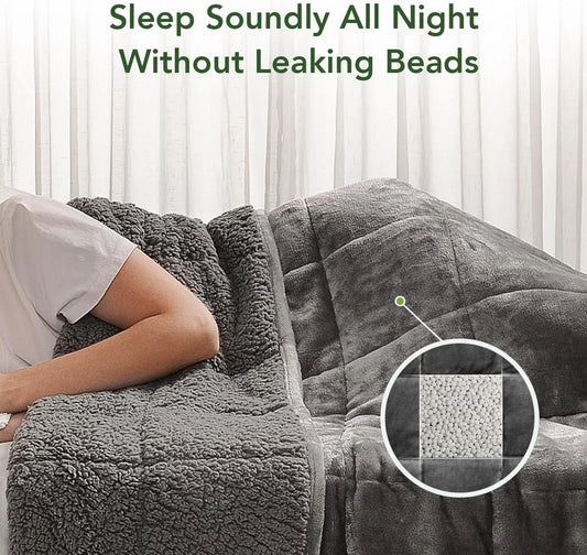 Sherpa Fleece Weighted Blanket - 15 lbs Plush Comfort