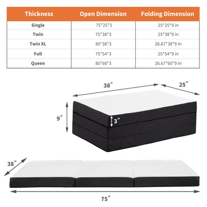 Memory Foam Travel Mattress - Portable, Foldable, CertiPUR-US
