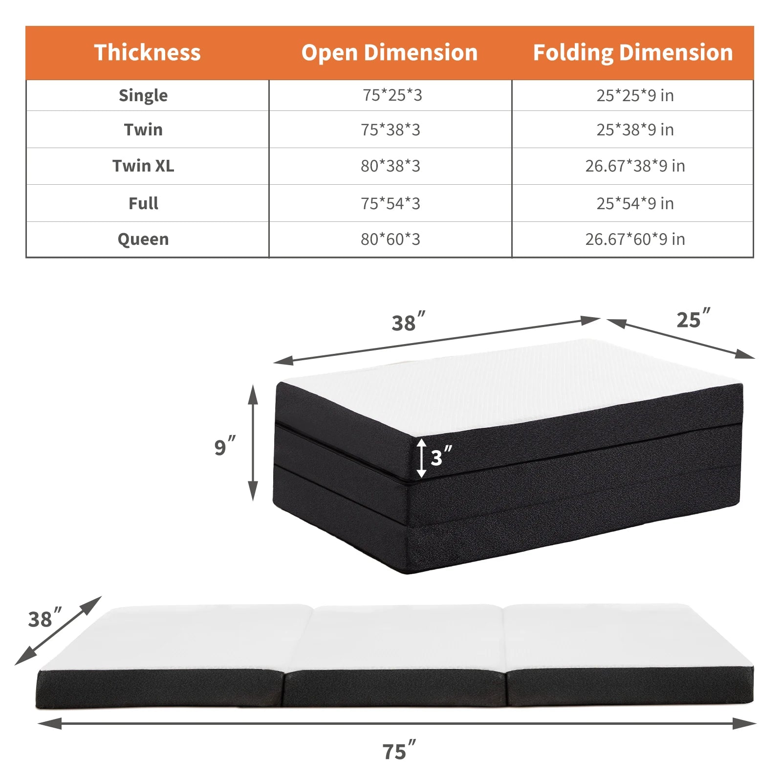 Memory Foam Travel Mattress - Portable, Foldable, CertiPUR-US