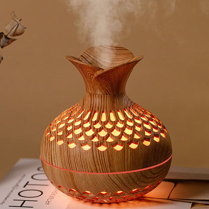 Wood Grain Flower Humidifier - USB Aromatherapy Diffuser