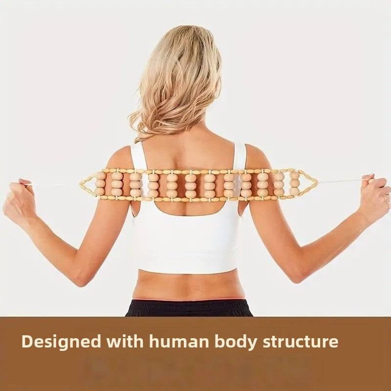 Wooden Back Roller Massager - Ergonomic Muscle Relief Tool