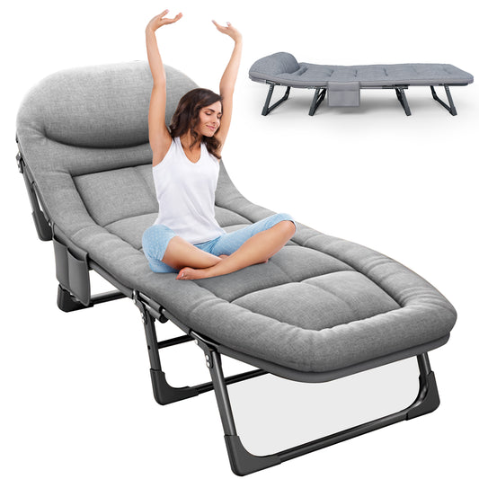 Sleeping Cots for Adults: 6-Position Portable Bed with Mattress