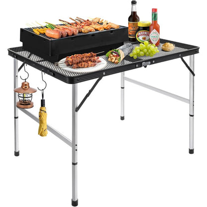 Portable Camping Table: Adjustable, Waterproof, Folding Grill Table