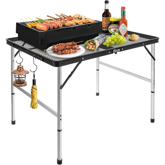 Portable Camping Table: Adjustable, Waterproof, Folding Grill Table