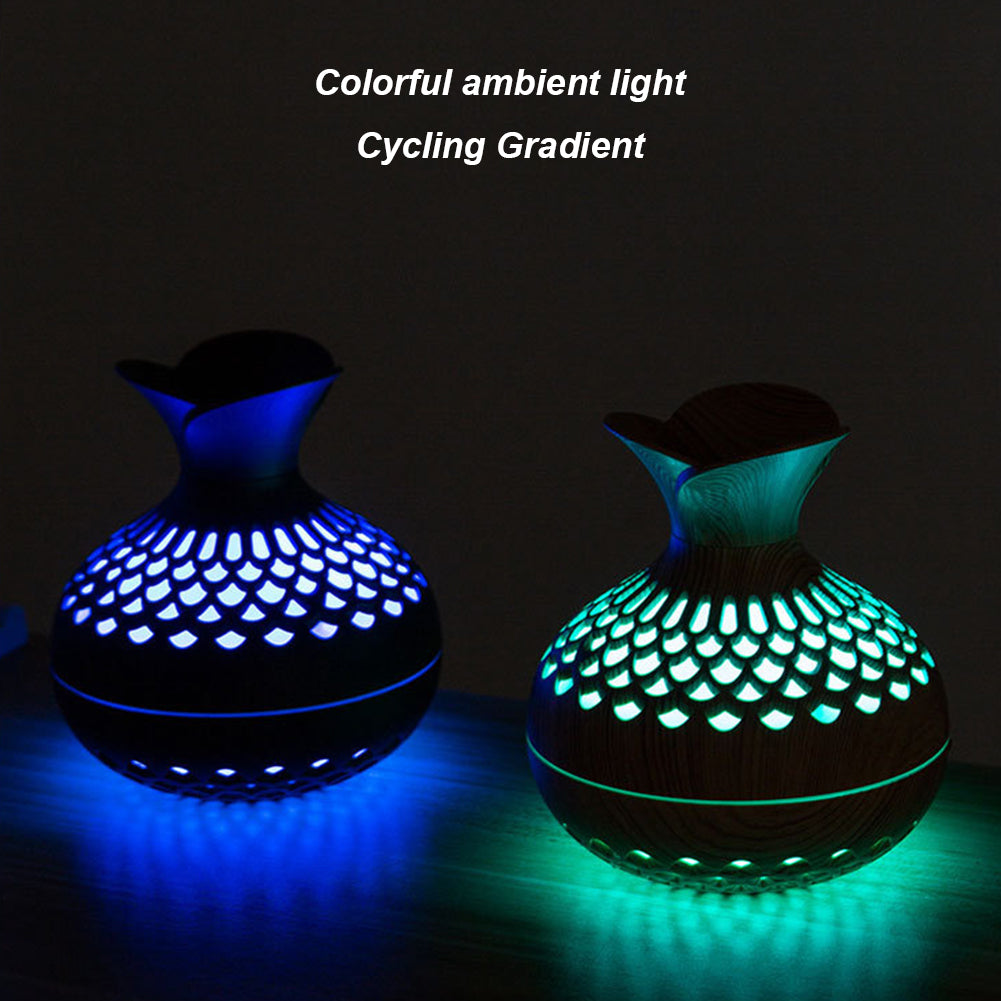Wood Grain Flower Humidifier - USB Aromatherapy Diffuser
