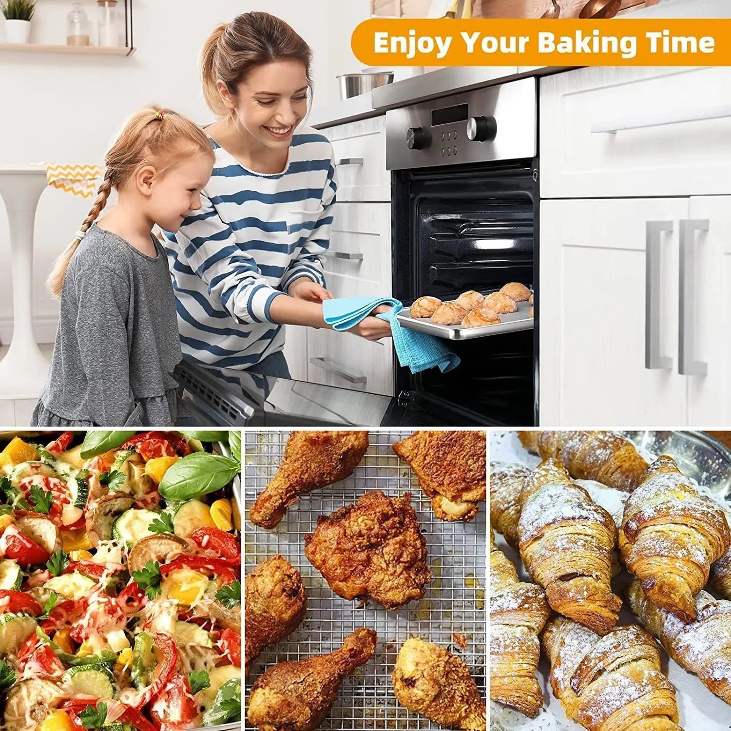Air Fryer Basket & Pan Set - Large Stainless Steel Tray
