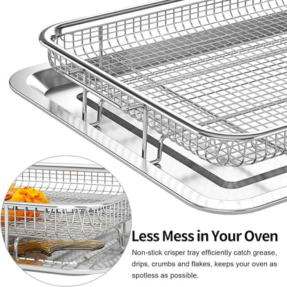 Air Fryer Basket & Pan Set - Large Stainless Steel Tray