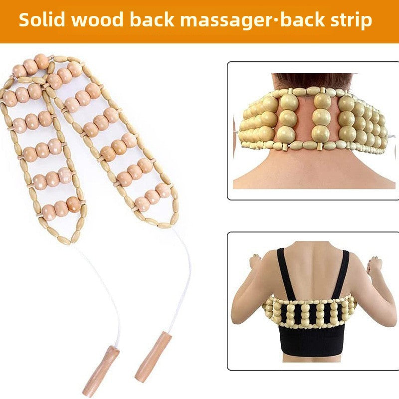 Wooden Back Roller Massager - Ergonomic Muscle Relief Tool