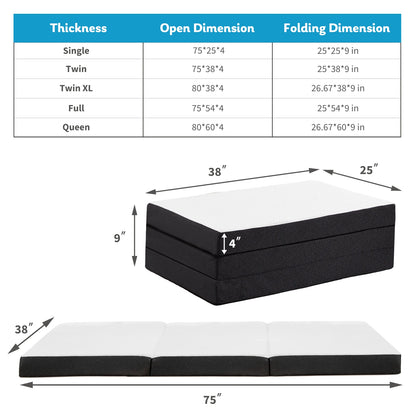 Memory Foam Travel Mattress - Portable, Foldable, CertiPUR-US